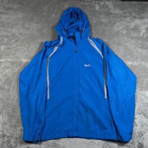 Fedex North End Jacket Mens Large Full Zip Rain Windbreaker Hooded Reflective